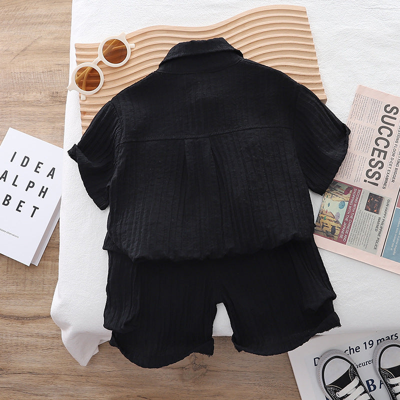 Summer boys lapel letter printing short sleeve Denim cotton White Color, For 2-6 Years, Imported From China