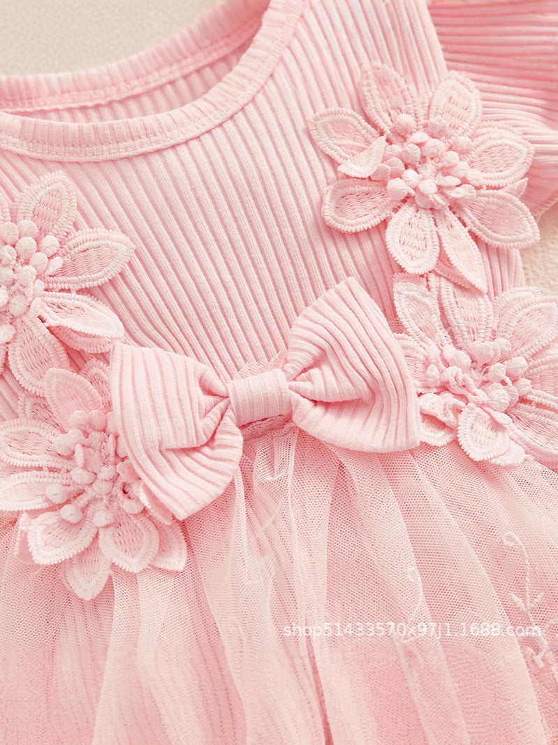 Summer Baby Dress, Baby Girl's One-Piece Dress, Fashionable Princess Dress, Pit Bow Dress, For 0-18 Month, Imported From China Girl's Cake Dress