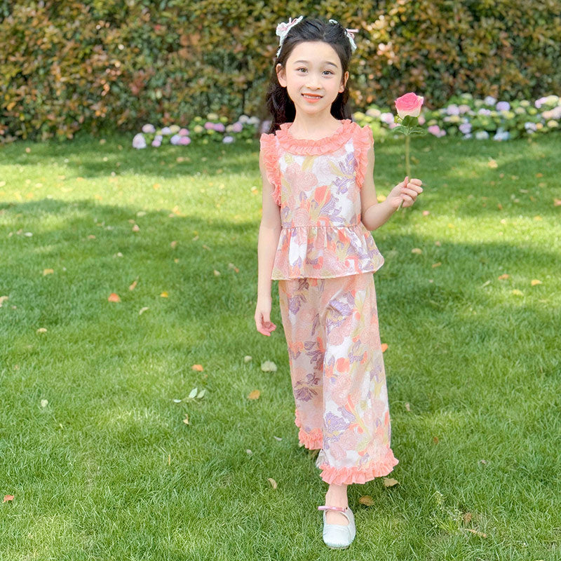 New Korean Style Girls' Summer Set, Thin Two-Piece Set For 1 Year, Imported From China