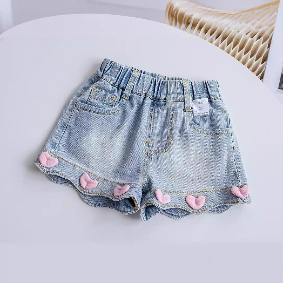 Girls' Short-Sleeve T-Shirt and Shorts Set, Summer, 6 Years, Imported From China