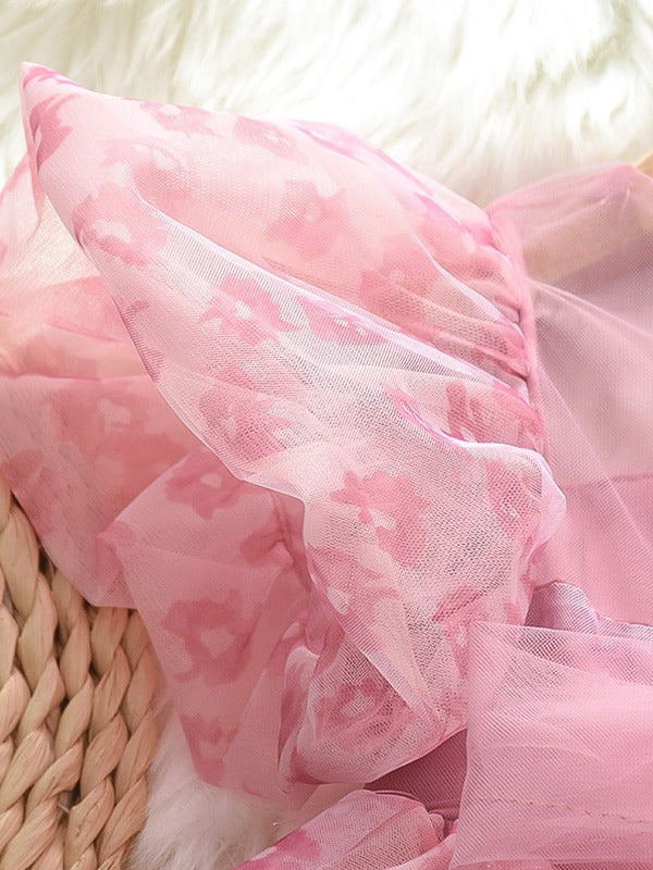 Girls' summer dress Pink Color, For 2-8 Years Imported From China