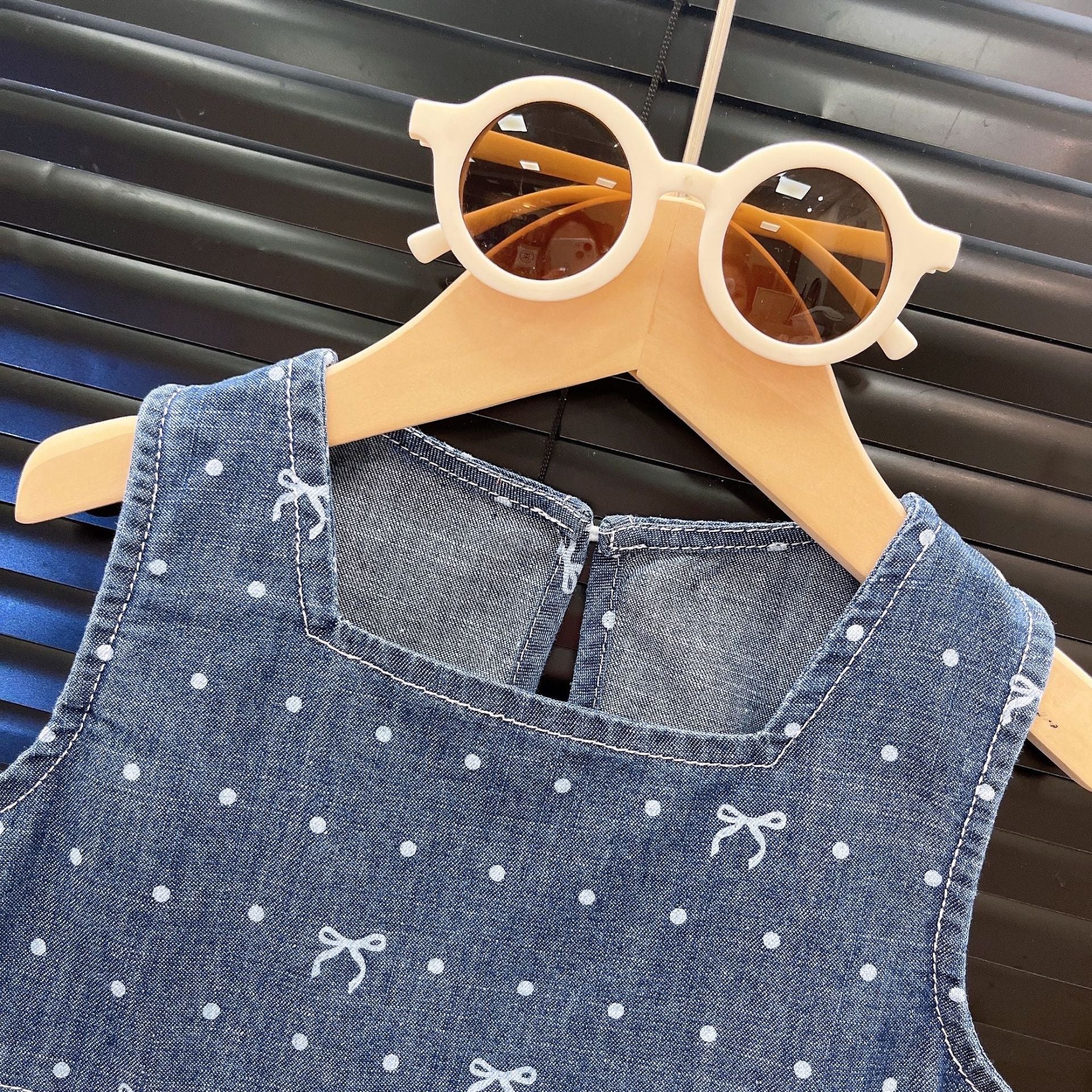 Girls' Summer Printed Denim Sleeveless Vest, For 3, 5 Years,  Imported From China