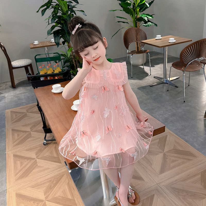 New Style Korean Fashion Girls' Dress with Flutter Sleeves, For 3-6 Months, Imported From China
