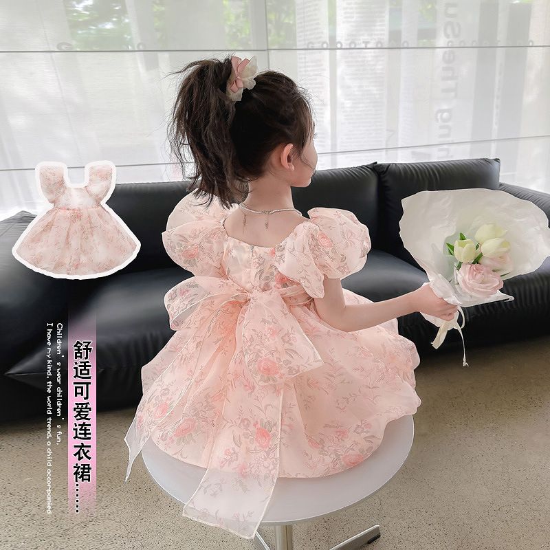 Summer New Girls' dress, Pink Color, For 12-24 Months, Imported From China