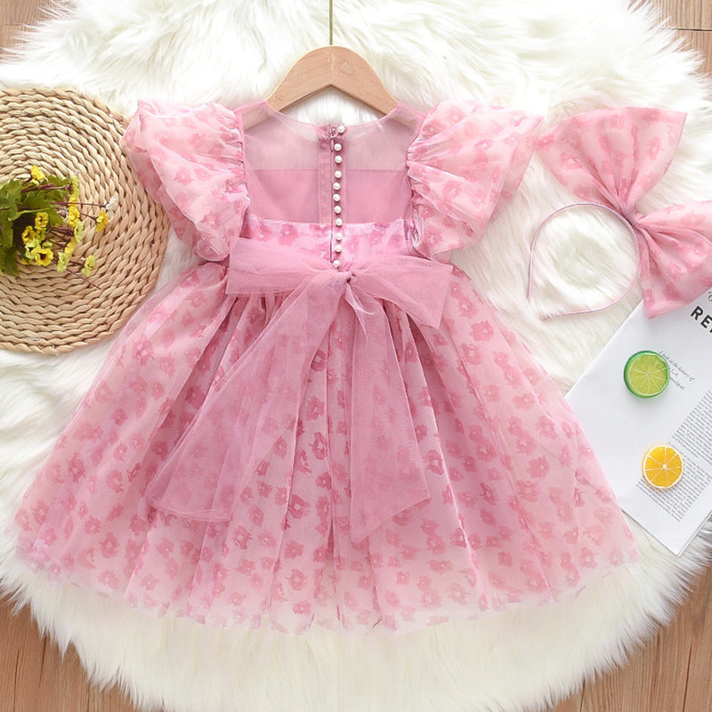 Girls' summer dress Pink Color, For 2-8 Years Imported From China