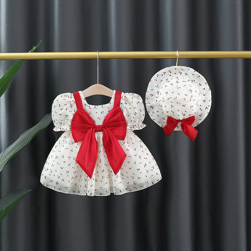 Summer New Style Cherry Print Dress for 6-18 month Baby Girls, Imported From China