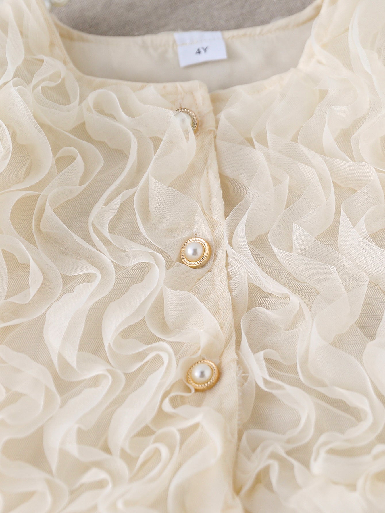 Summer New Sweet Princess Solid Color Short-Sleeve Round Off-white color, For 2-3 Years, Imported from China