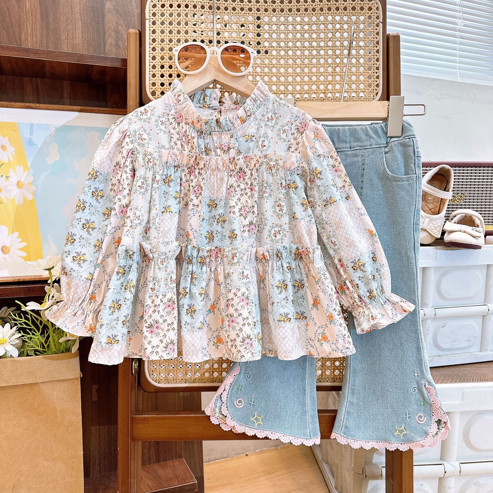 Summer Girls' Outfit Cute Floral Doll, For 5-6 Years, Imported From China