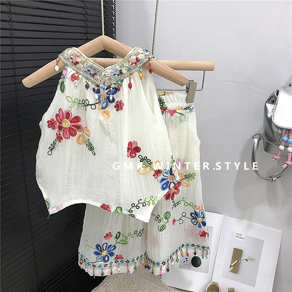 Girls Summer Embroidered Flower Suit For 2 years, Imported From China
