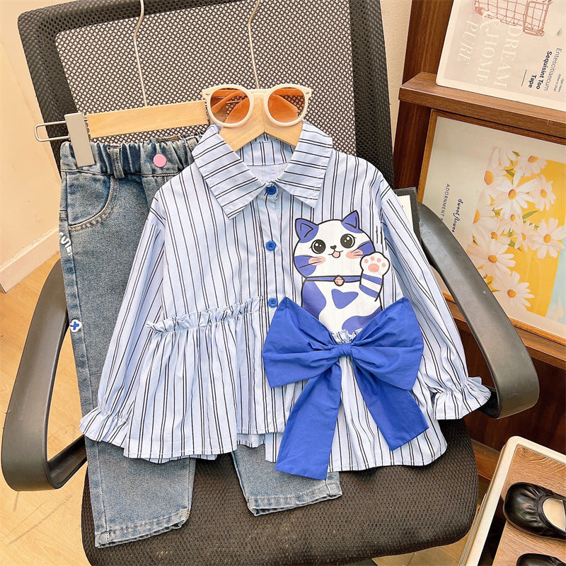 Girls spring and autumn new children's clothing cute bow, for 4 years, imported from china