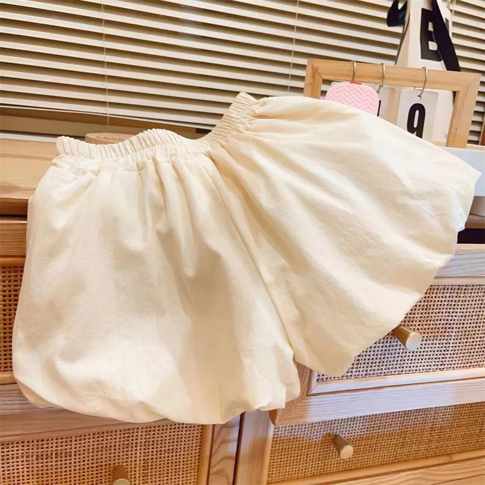 New summer set for girls, cute 3D bunny drawstring top and shorts, For 5-7 Years, Imported From China