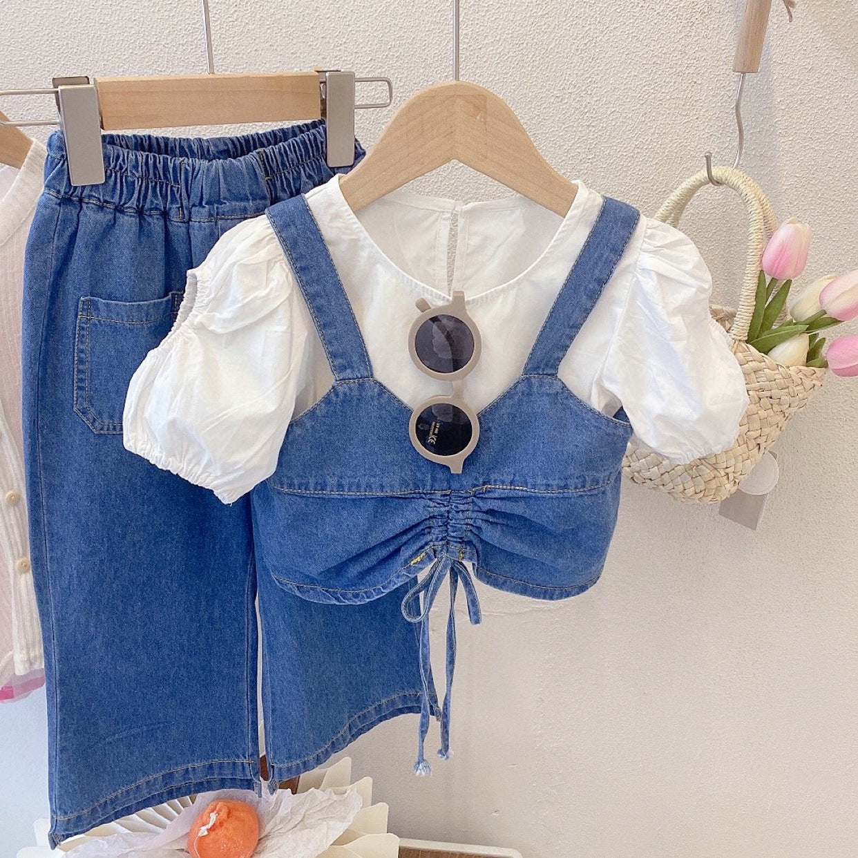 Children's Clothing Summer New Girls' Denim suit, For 3 years, Imported From China
