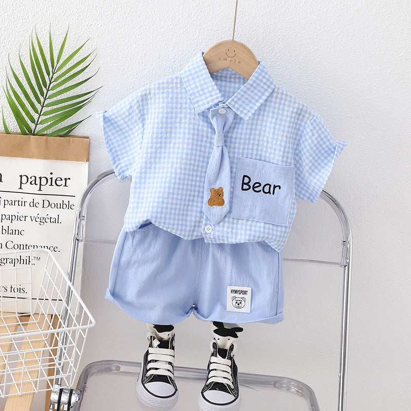 Boys' summer wear suit new children's handsome baby Western style For 6 Years Imported From China