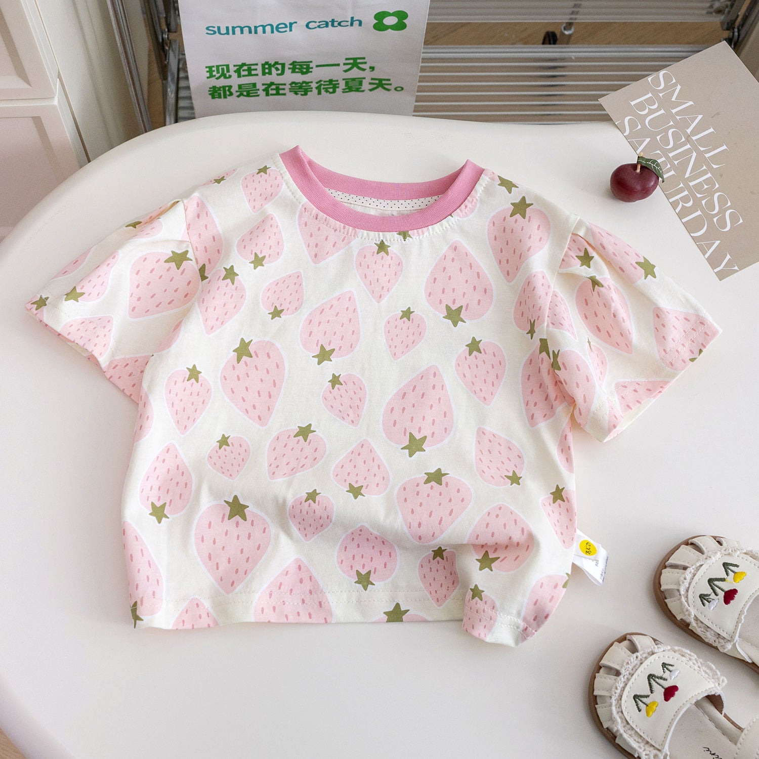 Girls' Short-Sleeve T-Shirt and Shorts Set, Summer, 6 Years, Imported From China