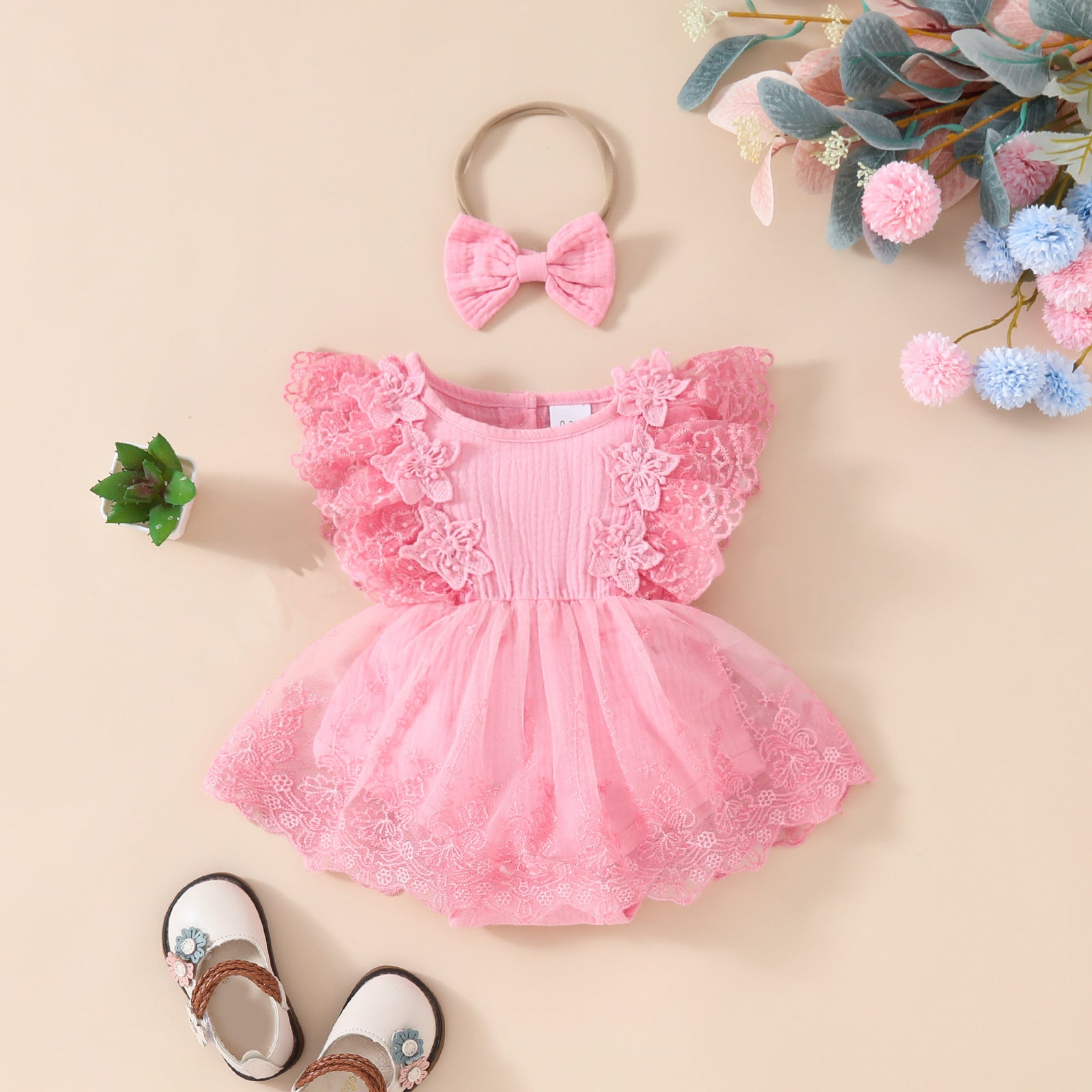 Amazon baby girl cute sleeveless lace triangle romper mesh dress, For 0-18 Months Imported From China