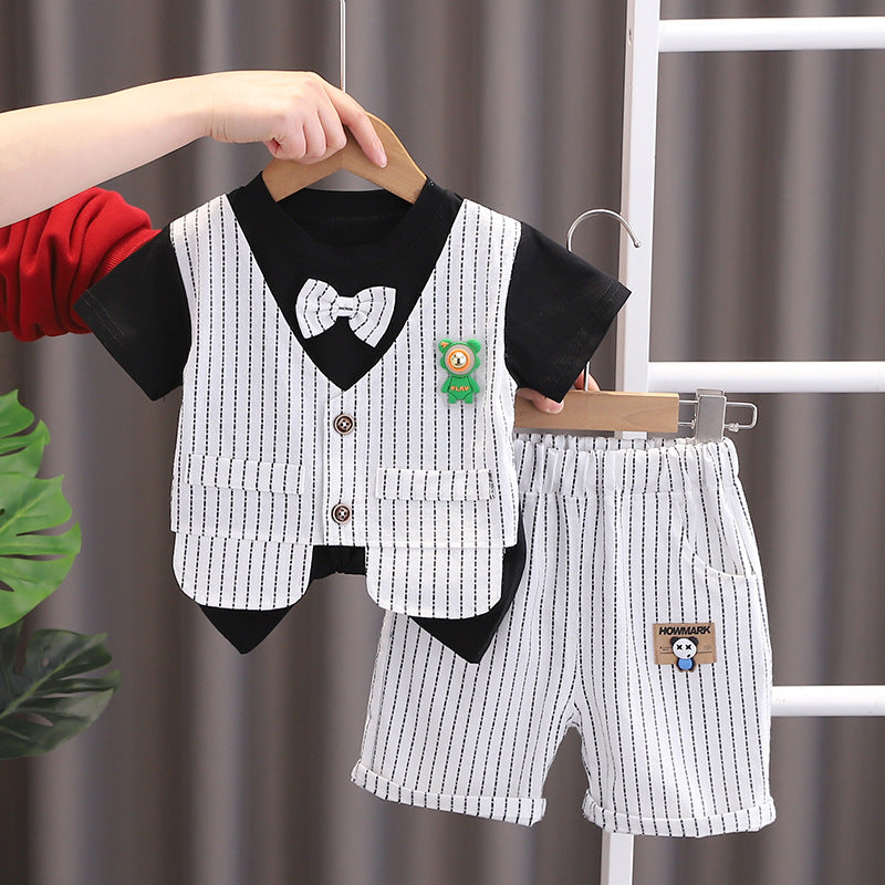 Summer Two-piece Vest Short-sleeved Two-piece Boys' For 2-5 Years Imported From China