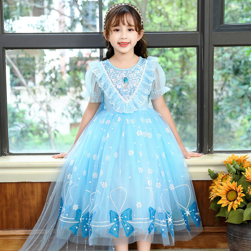 New Short-Sleeved Elsa Princess Dress, For 4-6 Years, Imported From China