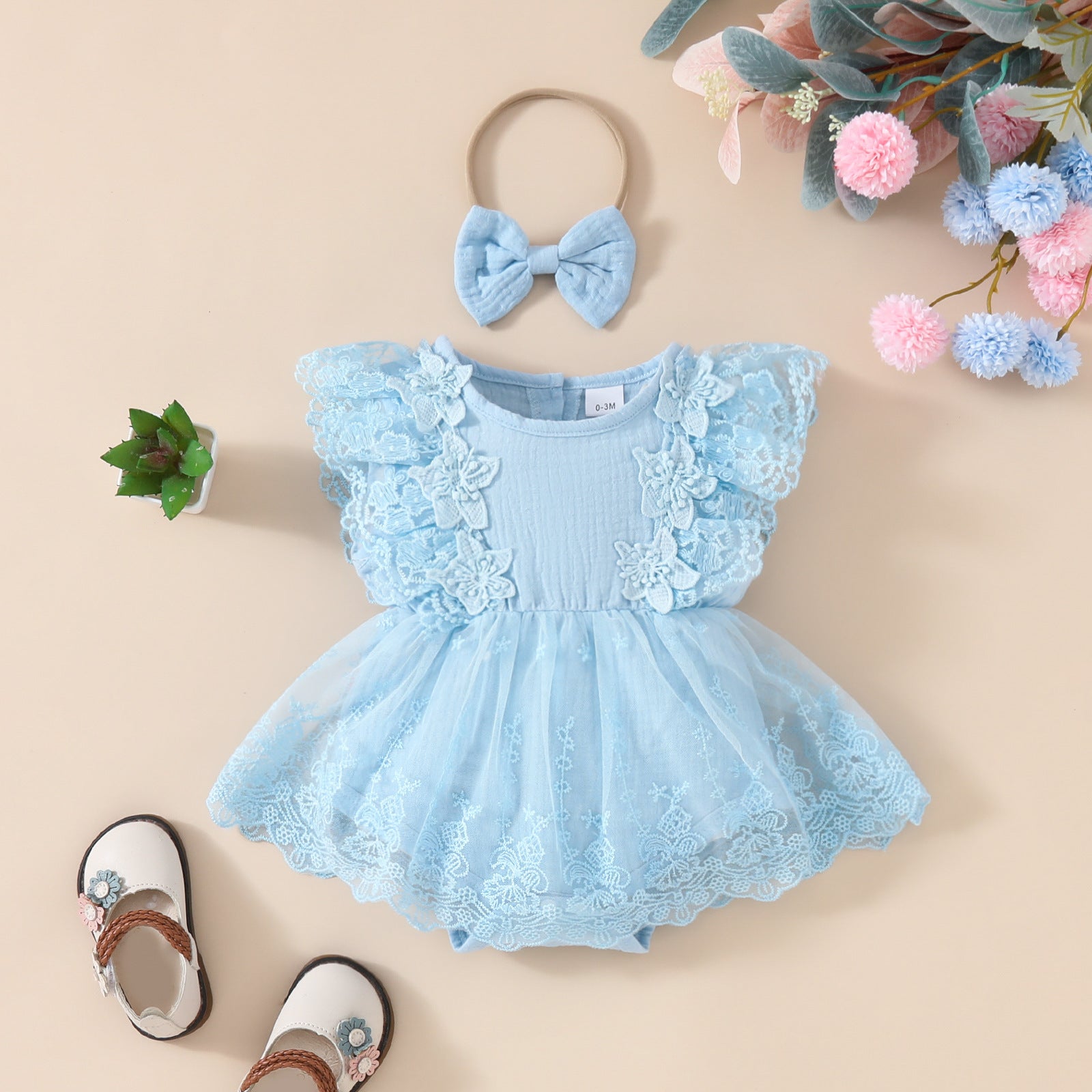Amazon baby girl cute sleeveless lace triangle romper mesh dress, For 0-18 Months, Imported From China
