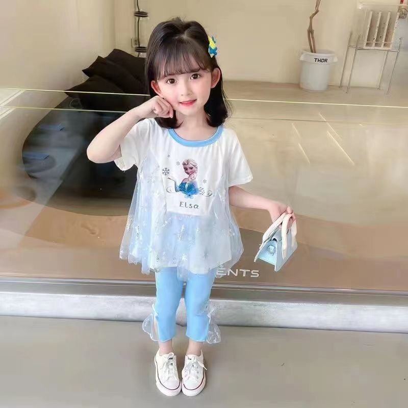 New Style Summer Set for Girls: Short-Sleeved T-Shirt With Pant, For 1-5 Years Imported From China