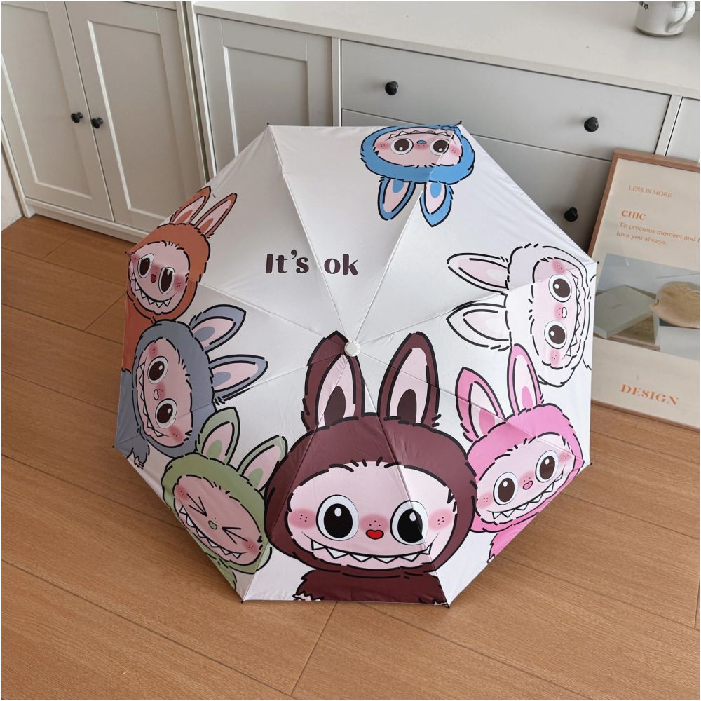Popular Pop Mart Labubu umbrella dual use folding sun umbrella sun protection wholesale image 1