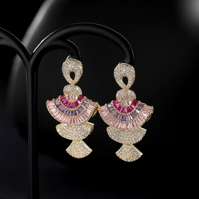 Stylish and trendy lady style sparkling diamond teardrop earrings, Imported From China