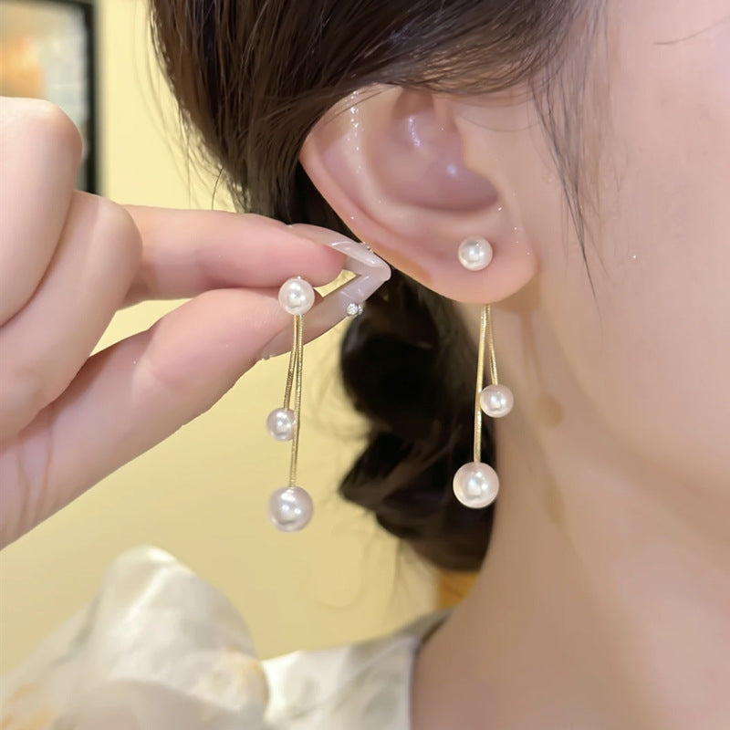 Super ethereal tassel bow earrings, Chinese style, unique zircon design, elegant long earrings for women imported from china