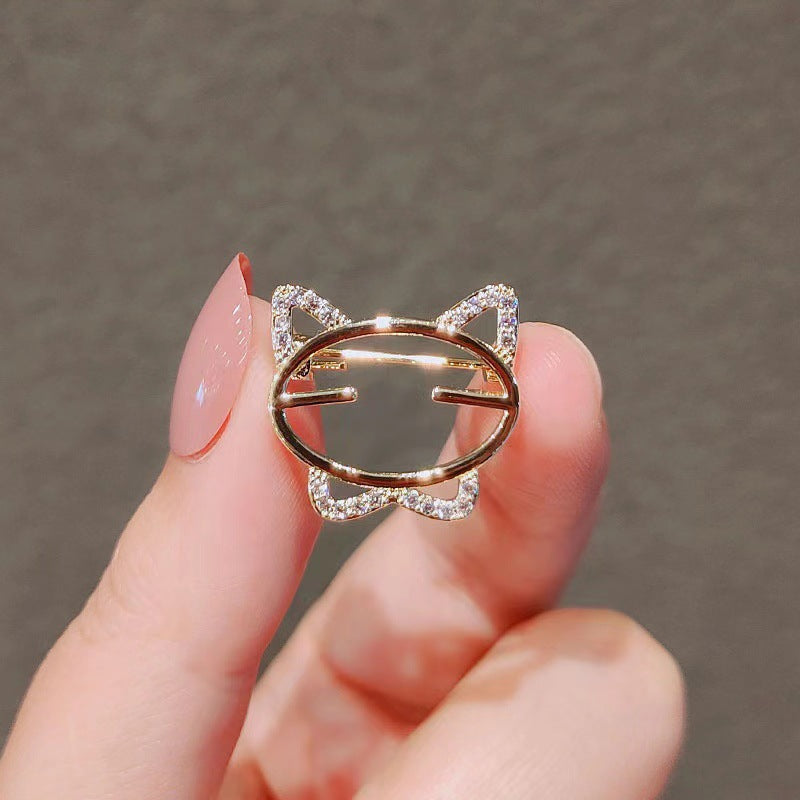 Fashionable cat's eye stone bow brooch for women, imported from china