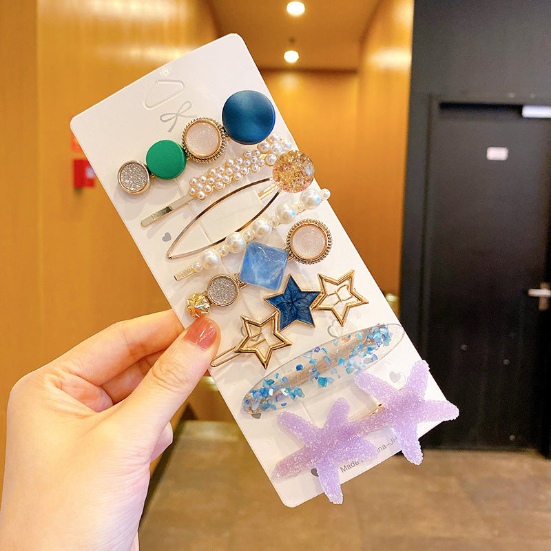 New pearl Chanel-style hair clip for women, Korean style, side hair clip for bangs, 8 pieces set, imported from china
