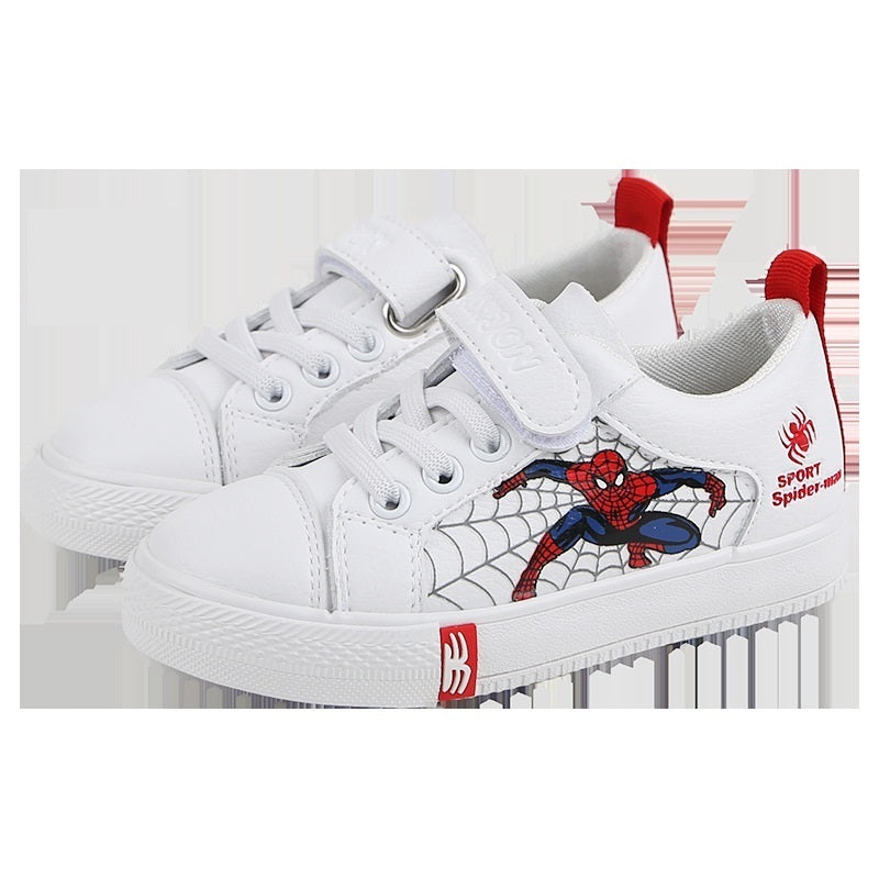 Boys' Spiderman Cartoon White Sports Sneakers, 25-29 size imported from china