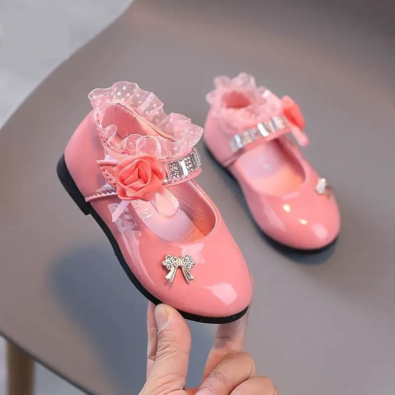Girls' Princess Shoes Pearl Flats New Style Children's Lace Shoes, 21-24 Size, Imported From China