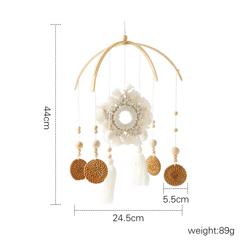 Baby Wooden Bed Bell Cartoon Rabbit Mobile Hanging Rattles Toy Hanger Crib Mobile Bed Bell Wood Toy Holder Arm Bracket Kid Gifts
