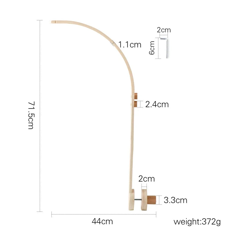 Baby Wooden Bed Bell Cartoon Rabbit Mobile Hanging Rattles Toy Hanger Crib Mobile Bed Bell Wood Toy Holder Arm Bracket Kid Gifts