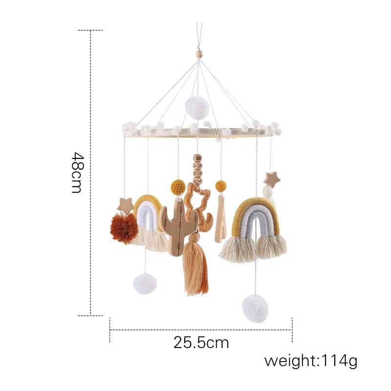 Baby Wooden Bed Bell Cartoon Rabbit Mobile Hanging Rattles Toy Hanger Crib Mobile Bed Bell Wood Toy Holder Arm Bracket Kid Gifts
