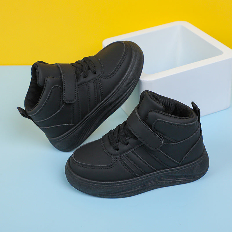 Children's athletic shoes, boys' casual shoes, high-top black color, for 28-33 size, imported from china