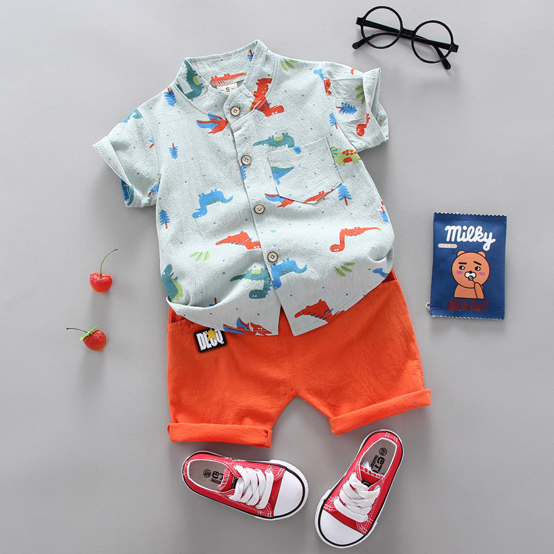 Summer style thin cartoon trendy casual two-piece boys set for 6-9 months, 1-3 years, imported from china