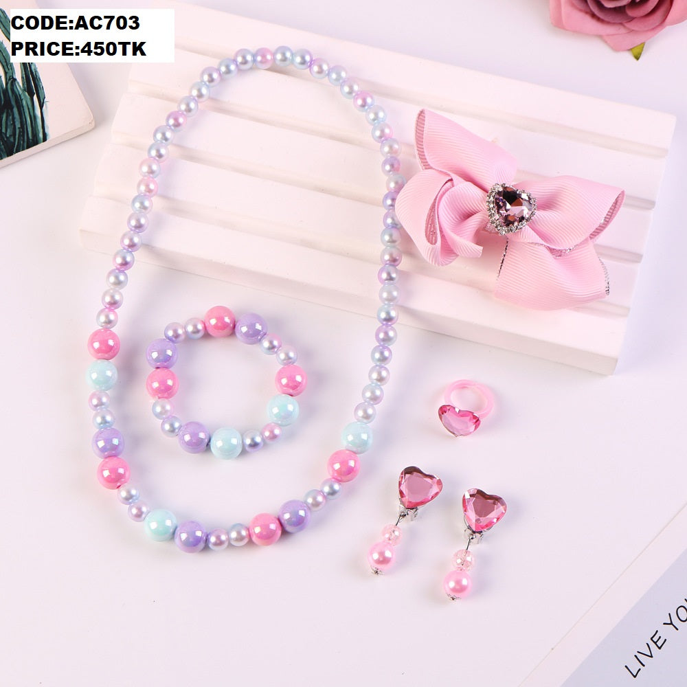 Children's Necklace Set, Girls' Beaded Necklace, Little Girl Mermaid Tail, Imported From China