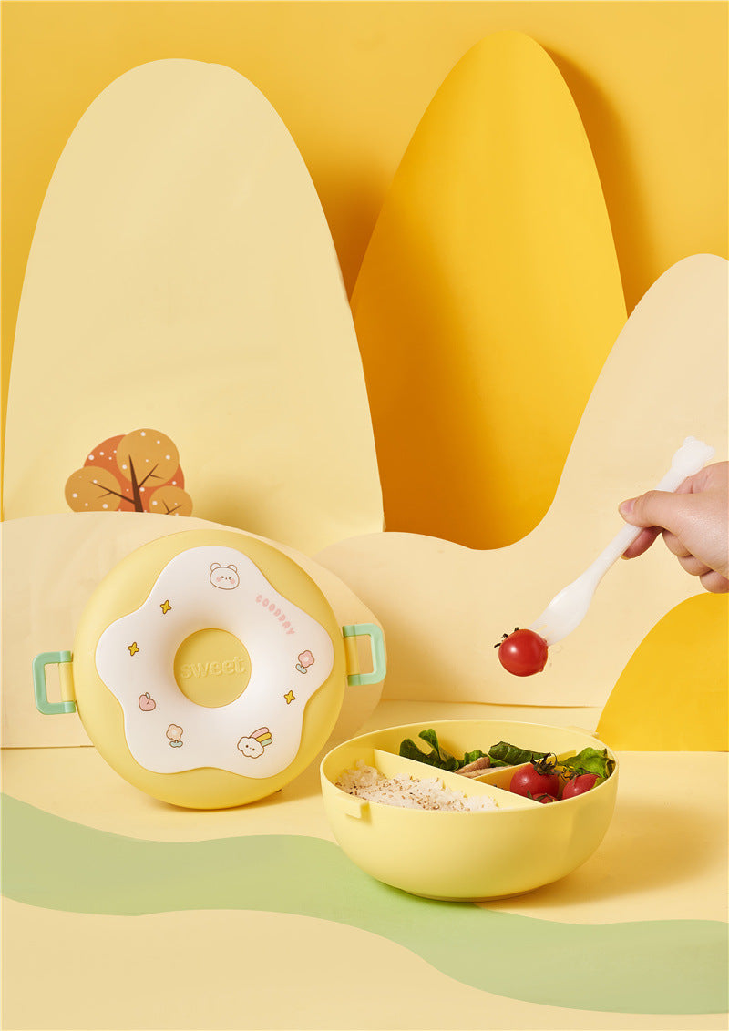 Donut lunch box cute children's large capacity compartment food supplement box with lid portable student lunch box PP bento box