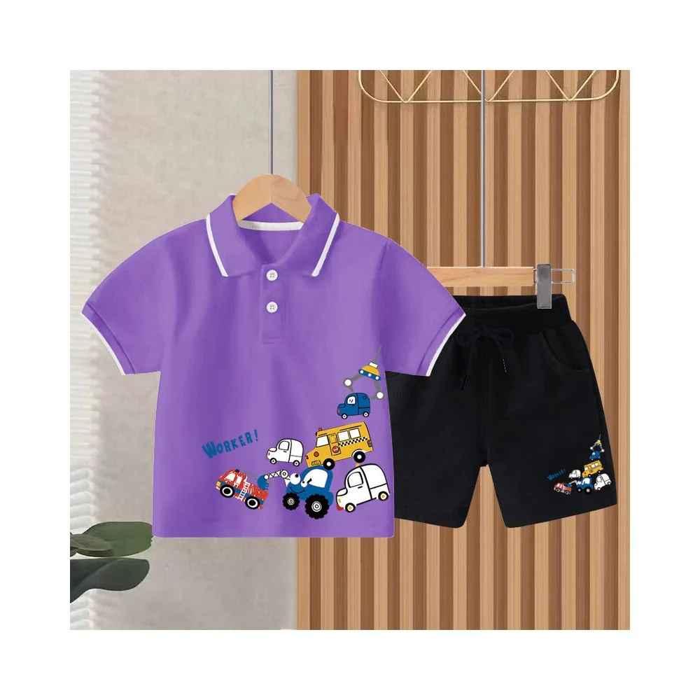 Summer Boys and Baby s Short sleeved Shirt Stylish Casual Shorts Two piece Set Small and Medium sized Children s Collar Clothes Trendy