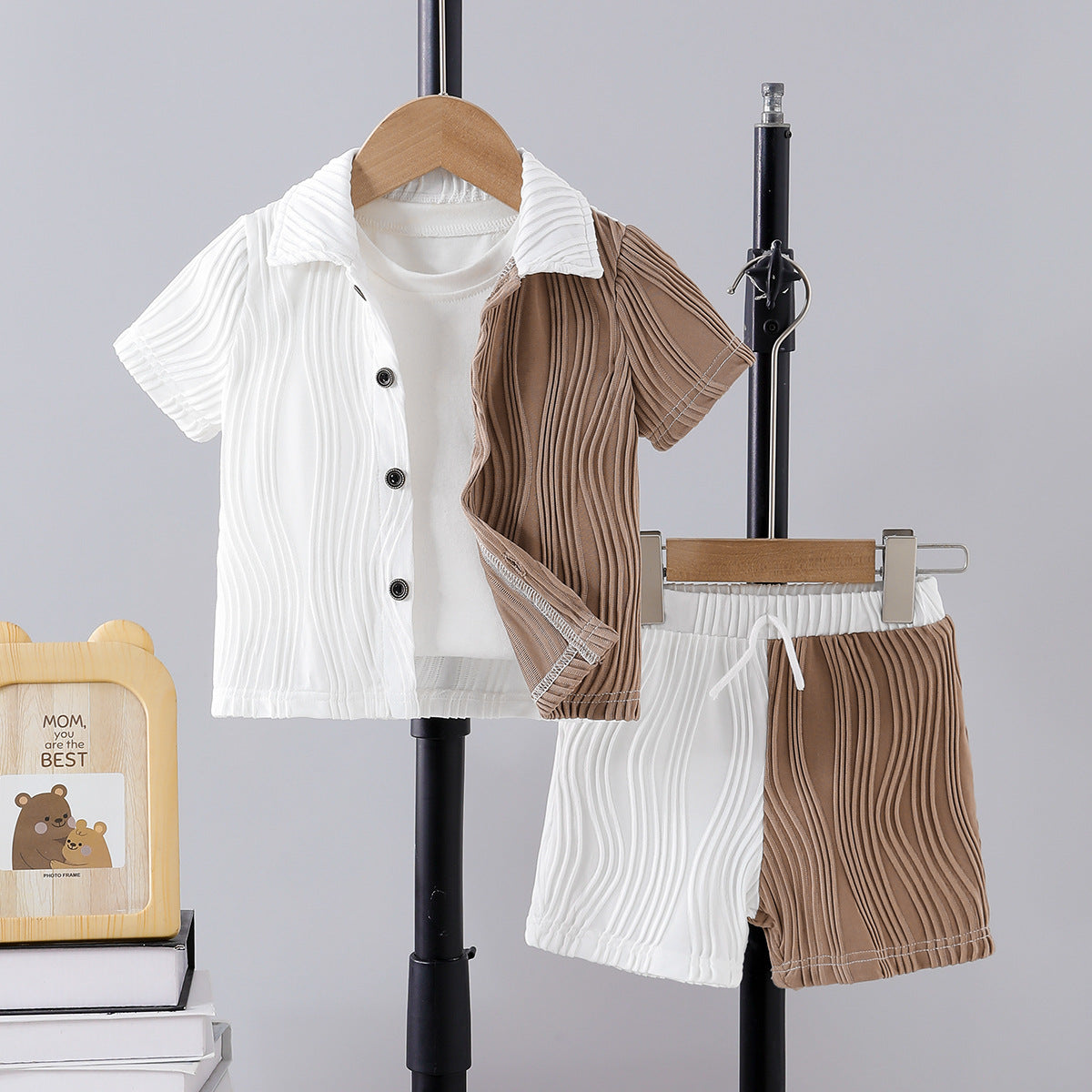 Handsome boys' summer suit, school style children's shirt+pant, for 6-12 months, imported from china