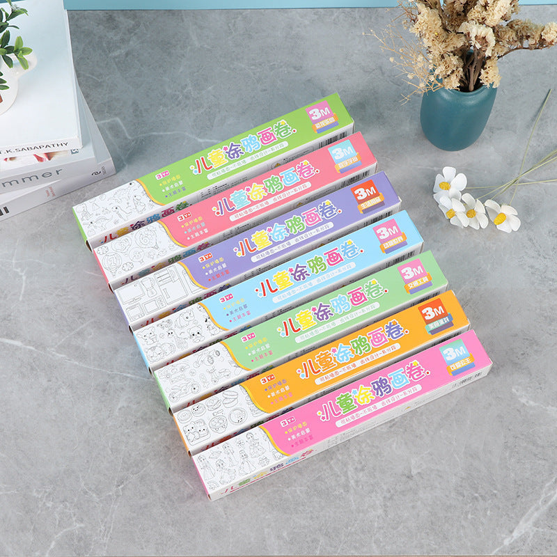Creative Handmade Painting Large Drawing Paper Coloring Long Scroll Paper Early Education Educational Children's Thickened Doodle Scroll