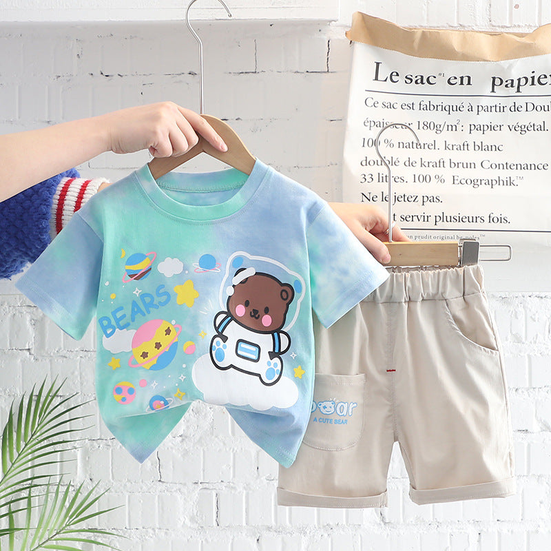 Boys' Summer Suit Stylized Short-Sleeved Two-Piece For 1-5 Years, Imported From China