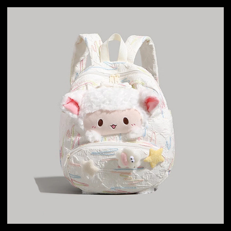 High-value Cute Lamb Backpack Winter New Female College Student Schoolbag Large Capacity Commuter Backpack
