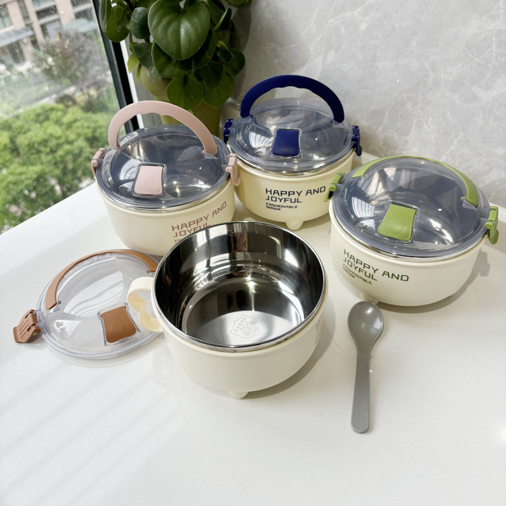 304 food grade stainless steel lunch box household rice bowl with lid soup bowl large capacity student portable instant noodle bowl imported from china