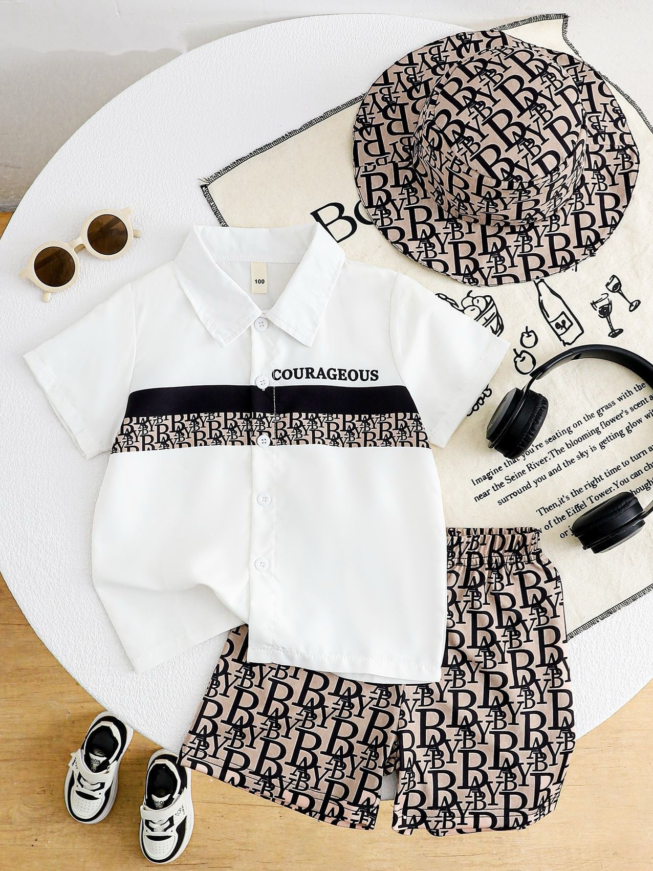 Boys' Summer New Style Collared Short-Sleeve Shirt + Letter Pattern For 4-5 Years Imported From China