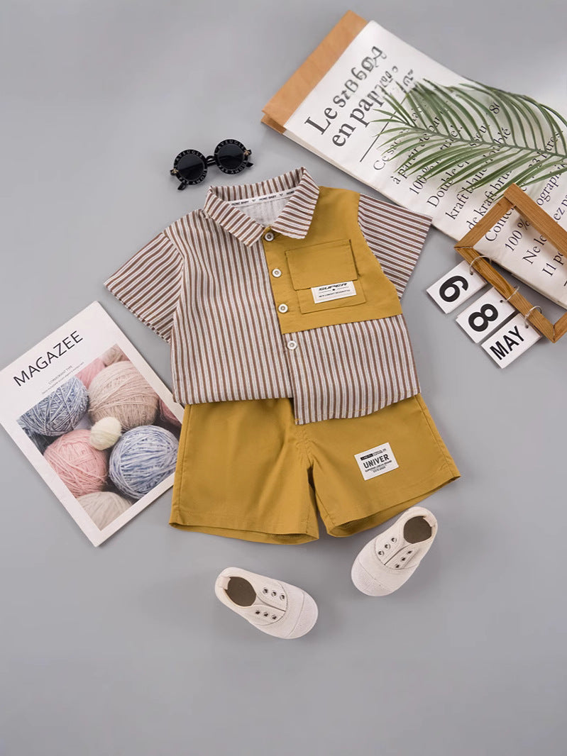 Boys' short-sleeved summer set, for 1-7 years, imported from china