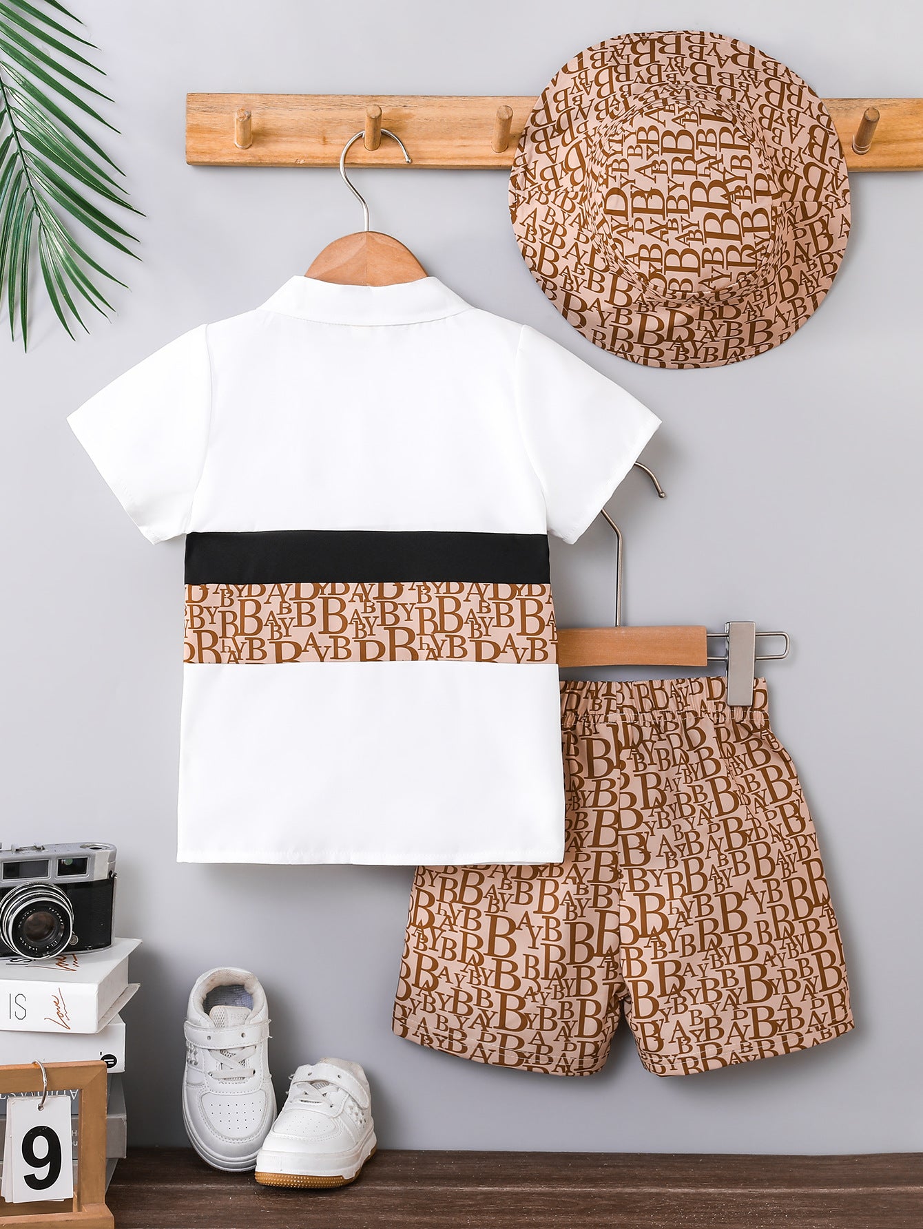 Boys' Summer New Style Collared Short-Sleeve Shirt + Letter Pattern For 3-7 Years Imported From China
