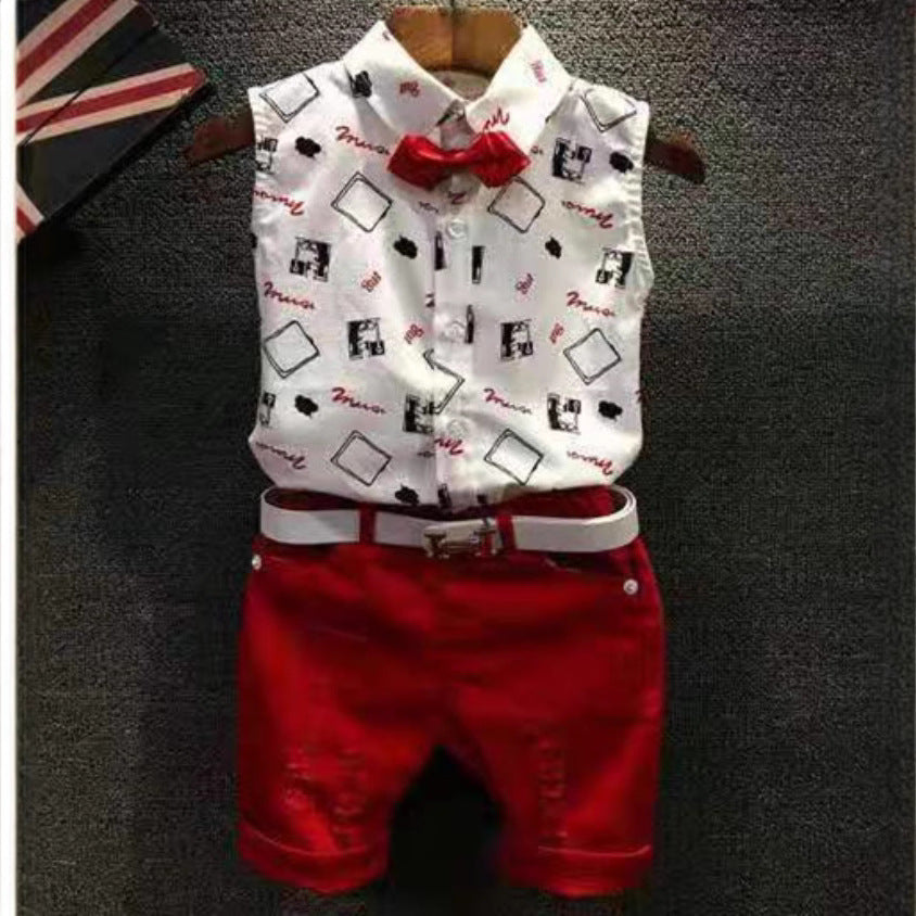 Summer New Gentleman's Bow Tie Geometric Print Sleeveless For 3 Years Imported From China