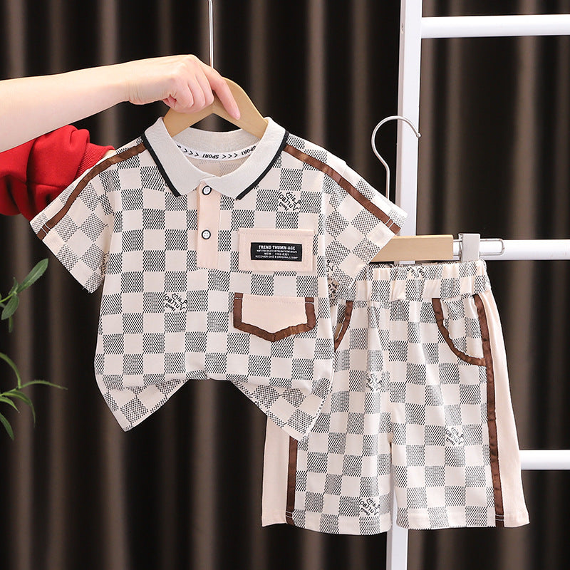 Boys' short-sleeved two-piece summer set for 5 years, imported from china