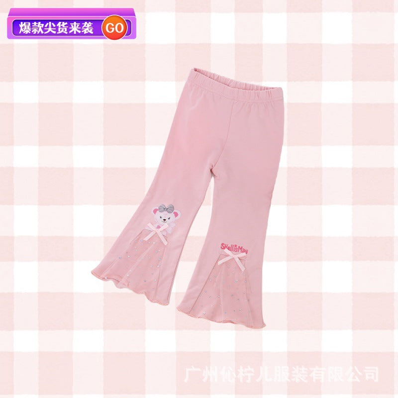 2026 Spring Fashion Girls' Flared Pants, New Spring and Autumn Stylish Children's Pants, Versatile Long Pants for Little Girls, Trendy 2-3 Year size