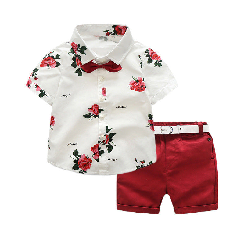 boys' summer short-sleeved cotton top, two-piece set, for 4-5 years imported from china